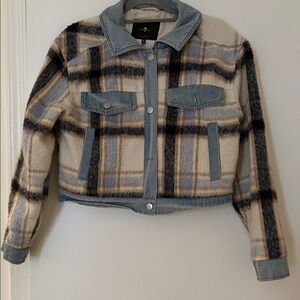 7 For All Mankind Blue and Brown Plaid Jacket